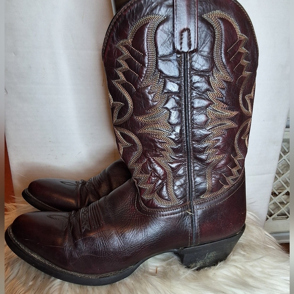 Laredo Brown Cowboy Western Leather Sitched Boots 11.5 D - Picture 3 of 11